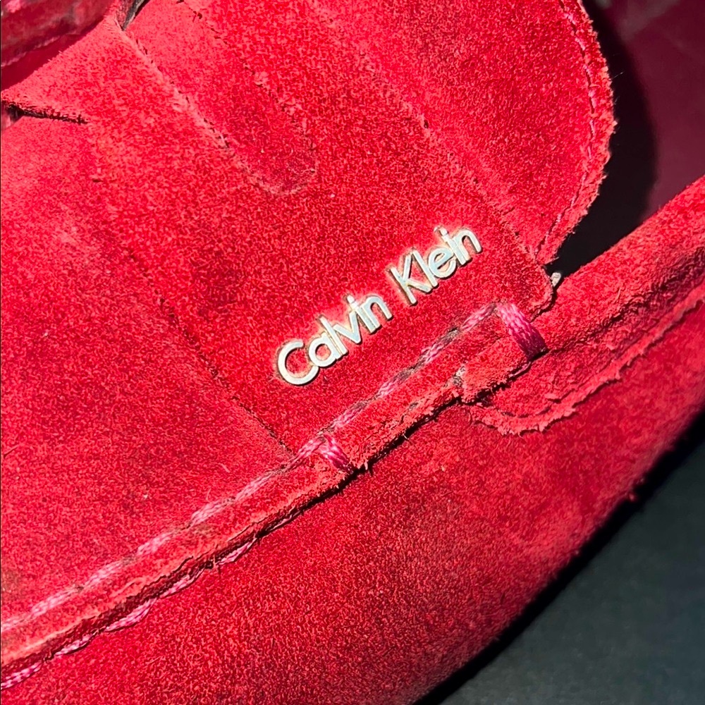 Calvin Klein Red Loafers Suede Slip-Ons